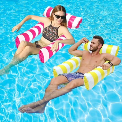 2 Pack Inflatable Pool Floats 4-in-1 Pool Hammock with Bottom Mesh 3 Tubes Inflatable Hammock for Adults,Portable Floating Chair Bed for Travel, Swimming Pool Hot Tub in Saudi Arabia