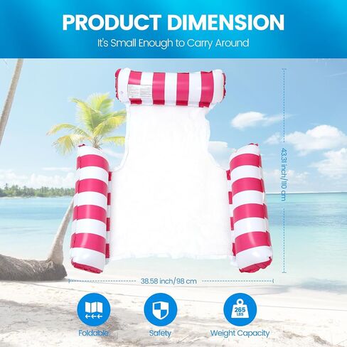 2 Pack Inflatable Pool Floats 4-in-1 Pool Hammock with Bottom Mesh 3 Tubes Inflatable Hammock for Adults,Portable Floating Chair Bed for Travel, Swimming Pool Hot Tub in Saudi Arabia