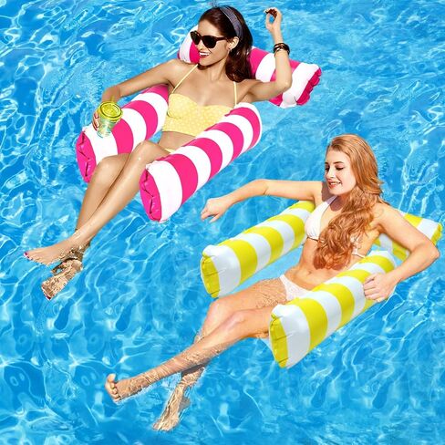 2 Pack Inflatable Pool Floats 4-in-1 Pool Hammock with Bottom Mesh 3 Tubes Inflatable Hammock for Adults,Portable Floating Chair Bed for Travel, Swimming Pool Hot Tub in Saudi Arabia