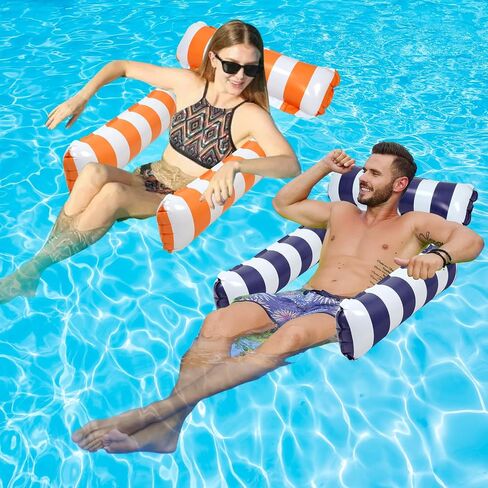 2 Pack Inflatable Pool Floats 4-in-1 Pool Hammock with Bottom Mesh 3 Tubes Inflatable Hammock for Adults,Portable Floating Chair Bed for Travel, Swimming Pool Hot Tub in Saudi Arabia