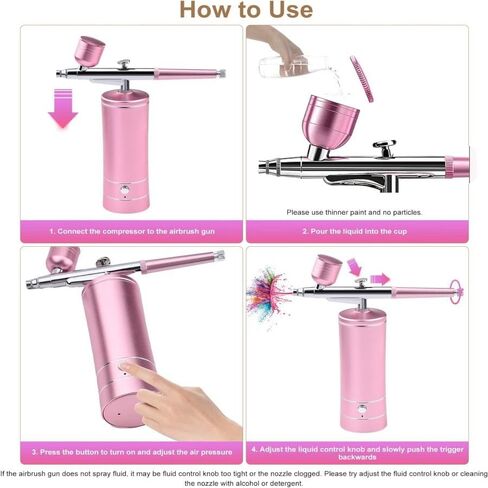 Aepto Airbrush for Nails Cordless Portable Airbrush Kit with Compressor 2 Levels 36 Psi High Pressure Rechargeable Air Brush Machine with 0.3mm Nozzle for Nail Art, Makeup, Painting, Cake Decor in Saudi Arabia