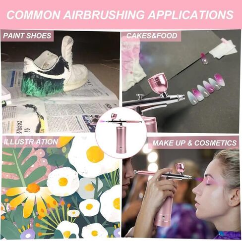 Aepto Airbrush for Nails Cordless Portable Airbrush Kit with Compressor 2 Levels 36 Psi High Pressure Rechargeable Air Brush Machine with 0.3mm Nozzle for Nail Art, Makeup, Painting, Cake Decor in Saudi Arabia