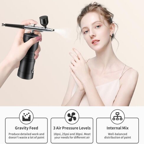 Aepto Airbrush for Nails Cordless Portable Airbrush Kit with Compressor 2 Levels 36 Psi High Pressure Rechargeable Air Brush Machine with 0.3mm Nozzle for Nail Art, Makeup, Painting, Cake Decor in Saudi Arabia
