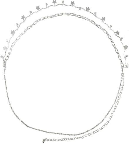 2 Pcs Womens Body Waist Chain Layered 18K Gold Silver Belly Chains Jewelry Butterfly Pearl Cross Diamond Adjustable in Saudi Arabia