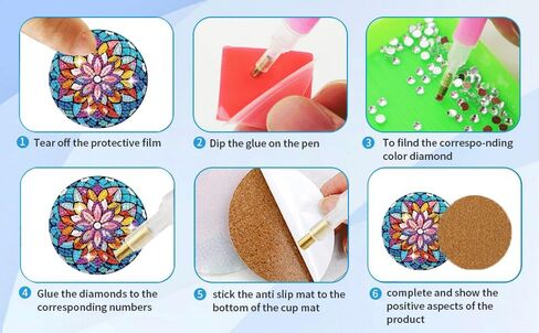 Puraikcmi 8PCs Diamond Paintings Coasters Kits Set, Cat Diamond Art Coasters with Holder, Crafts DIY Funny Coasters, Diamond Art Kits Adult Craft Diamond Dots Gift in Kuwait
