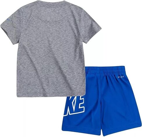 طقم تي شيرت وشورت بأكمام قصيرة Dri-FIT من Nike Little Boys مكون من قطعتين (Game Royal(66h365-u89)/رمادي، 6) in Saudi Arabia