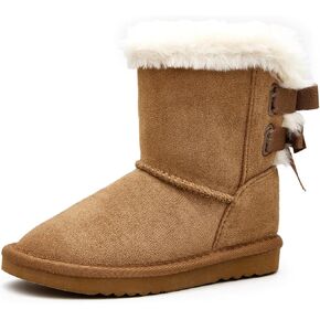 EasyStar Kids' Classic Bow-Tie Warm Fur Mid-Calf Snow Boots for Girls and Boys