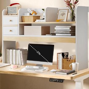 Desktop Bookshelf,Computer Desktop Bookcase,Countertop Storage Hutch with 4 Shelves for Computer Desk, Sturdy and Elegant Wood Dorm Desk Bookshelf Organizer for Dorm Office Home (White)
