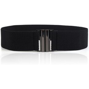 Women's Simple Black Elastic Stretch Wide Waist Belt for Dress (25-39inch)