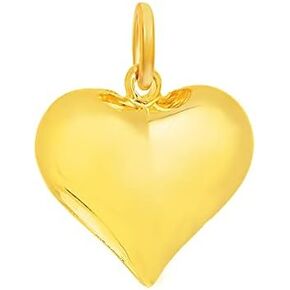14k Yellow Gold Puffed Heart Love Charm Pendant