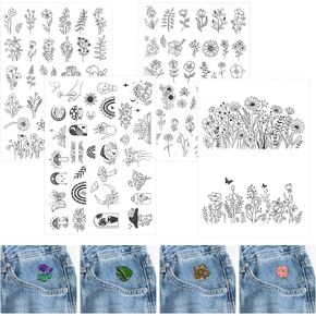 120Pcs Water Soluble Embroidery Patterns,Water Soluble Stabilizer for Embroidery Stick and Stitch Embroidery Paper Wash Away Flowers and Leaves Pattern Transfers for Hand Sewin Lover