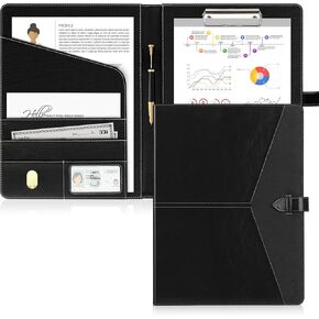 Toplive Resume Padfolio Folder Business Executive Portfolio Case A4/ Lettter Size Writing Pad Document Organizer Interview Presentation with Clipboard for Men Women, Gold