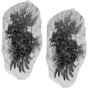 GORGECRAFT 2PCS 3D ورقة زهرة الدانتيل يزين أوراق الزهور السوداء المطرزة الدانتيل الزفاف خياطة على بقع زين لثوب الزفاف فستان الزفاف ديكور الملابس الخياطة DIY الحرف اليدوية
