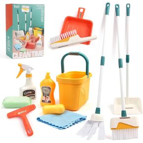 Jenilily Detachable Kids Cleaning Toy Set - Broom Dustpan Mop Brush Rag, Play Housekeeping Kit, Really STEM Toddler Clean Toys Gift for Girls & Boys 1-3