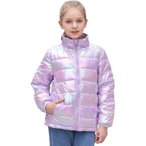 Enlifety 4-12T Girls Coat Long Sleeve Winter Jacket Lightweight Warm Puffer Outwear with Pocket