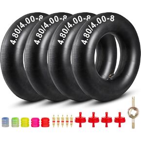 4.80/4.00-8" Inner Tubes 4-Pack Heavy Duty High Air Tightness with TR87 Angled Valve Premium Replacement for Mini Bikes, Go Kart, Lawn Mowers, Hand Truck, Wheelbarrow (4)