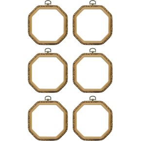 Faylapa 6Pcs Embroidery Hoop Octagonal Cross Stitch Hoop Ring 5.5 inch Decorative Imitated Wood Display Frame for Embroidery, Cross Stitch, Craft Sewing DIY Hanging Decoration