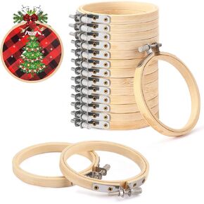 FEBSNOW 6 Pieces Embroidery Hoops Adjustable Circle Cross Stitch Hoop Ring 4 inch to 10 inch Bulk Round Embroidery Hoop for Art Craft Handy Sewing and Christmas Decoration
