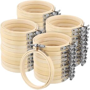 SENJEOK 40pcs 3 Inch Bamboo Embroidery Hoops, 8cm Cross Stitch Circles, Adjustable Wood Embroidery Hoop for Sewing Craft, Home Decoration