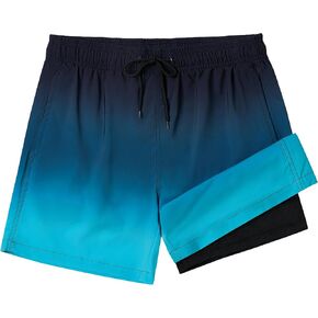 Mens Swim Trunks with Compression Liner Quick Dry Swim Shorts Bathing Suit Swimsear 2 in 1 Beach Board Shorts