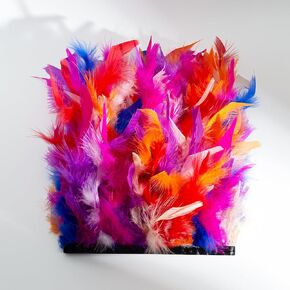 Multicolor Turkey Feather Trim Fringe for DIY Dress Skirt Crafts，Feathers Trim by The Yard Width 4-6 inches Costumes Decoration per Pack of 2 Yards(Orange+Yellow)