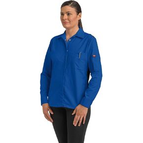 Red Kap Women's Long Sleeve Performance Plus Shop Shirt with OilBlok Technology, Royal Blue/Black Mesh, 2X-Large