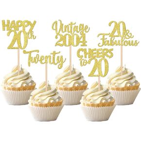 30PCS Happy 50th Birthday Cupcake Toppers Glitter Fifty Vintage 1975 Cupcake Picks Cheers to 50 Fabulous Cake Decorations for 50th Birthday Wedding Anniversary Party Supplies Black
