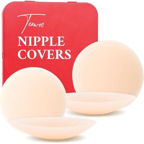 Cakes Body Nipple Covers No Show, Sticky Adhesive Silicone Nipple Covers Reusable, Nipple Pasties, 4PCS with Travel Box