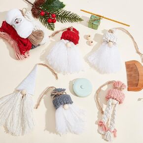 ACRNIGHEET 5PCS DIY Christmas Macrame Ornament Kit for Adult Beginners Christmas Gnome Macrame Making Kit for Hanging Decor 5 Styles DIY Santa Claus Kit Christmas Tree Hanging Decor with Instruction