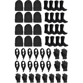Yacht & Smith Wholesale Beanie and Glove and Scarves Winter Bulk Kit, Kids Adults Bulk Sets, Homeless Donation Shelters
