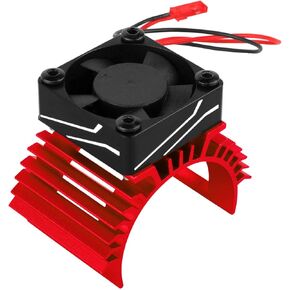 RC 28000RPM 30MM Brushless Motor Heat Sink w/ 4.8-8.4V Cooling Fan Upgrades Part for 1/8 1/10 RC Car 540 550 F540 3650 3660 Motor,Aluminium Alloy Cooling Fan w/Metal Heatsink,Red