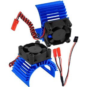 RC Aluminum 36mm Heat Sink Heatsink with 4.8-8.4V Cooling Fan Upgrades Part for 1/10 3650 3660 3670 540 550 Size Brushless Engine Motor RC Car Truck Buggy Crawler,Navy Blue（1 Pair）