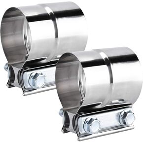 2.25 inch Exhaust Clamp - 2.25" Muffler Band Clamp, Stainless Steel Lap Joint Band for 2.25" OD to 2.25" ID Exhaust Pipe - Includes 2Pcs 2.25 Exhaust Clamps for Secure Muffler Connection