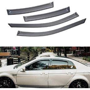 Window Visors Deflector Vent Compatible with 2004-2008 Acura TL Sedan 4-Door Front+Rear JDM Smoke Sun Rain Guard Outside Mount Tape-On