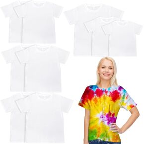 Liitrsh 9 Pcs Unisex White T Shirt for Tie Dye Sublimation Blank Crew Neck Short Sleeve T-Shirt Women Men Cotton White Cotton Shirts for Adults DIY Tie Dye Crafts Party Supplies