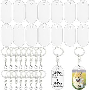 30pcs Metal Sublimation Keychain Blanks,Sublimation Blanks Bulk for Keychains,Double Sided Sublimation Ornament Blanks for Heat Press Printing,DIY Handmade Crafts Sublimation Keychains
