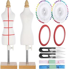 10 PCS Tailor Dressmaker Dummy Mannequins Set with Needles Sewing Patch Measuring Tapes, Doll Dress Form Mini Female 1/4 Size Body Miniature Sewing Mannequin Dress Forms for Sewing in Saudi Arabia