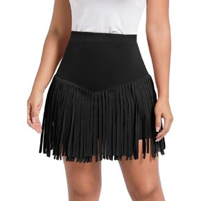 Womens Western Cowgirl Fringe Skirt - Country Concert Outfit Rodeo Tassel Booty Pole Dance Rave Festival Bottoms