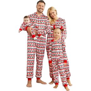 Mumetaz Christmas Pajamas for Family Matching Family Christmas PJs Sets Onesies Christmas Sleepwear Zipper Jumpsuit