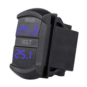 Double Voltmeter Design ABS Plastic Car 10V-60V Blue LED Digital Dual Voltmeter Universal for Pickup ATV Battery for 12V-24V Car Motorcycle Boat Marine ATV Vehicles