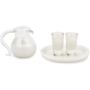 Miniature Food Drink Set with Tray 1:12 Dollhouse Kitchen Accessories 4 PCS Cup Pot & Food Tray Sets Milk Orange Juice Model Ornaments Living Room Scene Decoration (Milk)