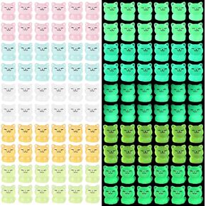 CCINEE 60pcs Luminous Mini Cat Miniauter Figures Glow in The Dark Resin Cat Figures Micro Fairy Ornaments Tiny Cats Miniature for Bag Cake Topper Birthday Party Favors