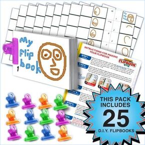 Fliptomania Blank Flipbook Animation Activity Pack - 25 Sets DIY Flip Books