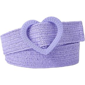 COTIM COYIN Women's Elastic Braided Belt with Heart-Shaped Buckle, Casual Woven Belt for Women