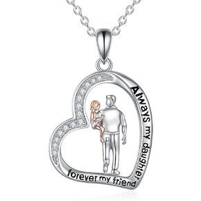 WINNICACA 925 Sterling Silver Mother/Father Daughter Necklace Always My Daughter Forever My Friend Jewelry Gifts for Women Girls Daughter Birthday