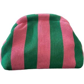 Women's Colorblock Clutch Handbags Casual Crochet Bag Small Purse