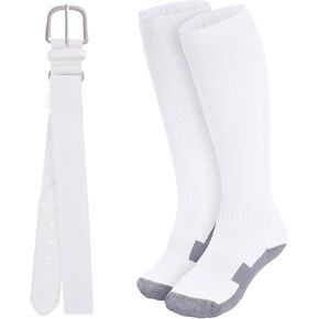 Dxhycc Youth Baseball Socks and Belt Combo Set Adjustable Softball Baseball Socks and Belt Elastic Waist Belt for Boys Girls