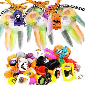 220Pcs Halloween Party Favors, 12 Pack Gloves Stuffed Toys Bulk, Non-Candy Halloween Prefilled Toys for Kids Trick or Treat, Halloween Gifts for Boys Girls School Classroom Prizes Party Supplies