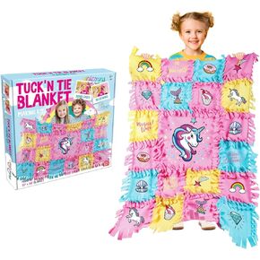 EDUMAN Unicorn Tuck N' Tying Fleece Blanket Kits | DIY Crafts for Girls Ages 6+ | Arts & Craft Gifts Ideas for Kids | No Sewing Required Quilts | Creative Handicraft Tying Knots Toys for Girls