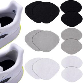 Joez Wonderful 6 Pairs 2 Sizes Shoe Heel Repair Patch, Self-Adhesive Sneaker Inside Patches for Holes, Fabric Patches Mesh Repair Kit, Heel Liners for High Heels and Leather Shoes (Black, White, Gray)